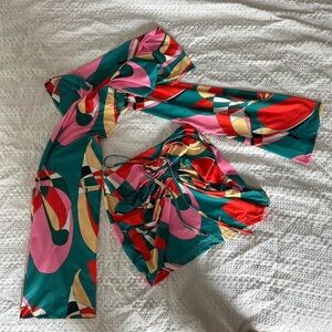 Naomi Set - Geo With Jean skirt and scarf top set